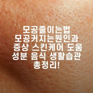 모공줄이는법 모공커지는원인과 증상 스킨케어 도움 성분 음식 생활습관 총정리!