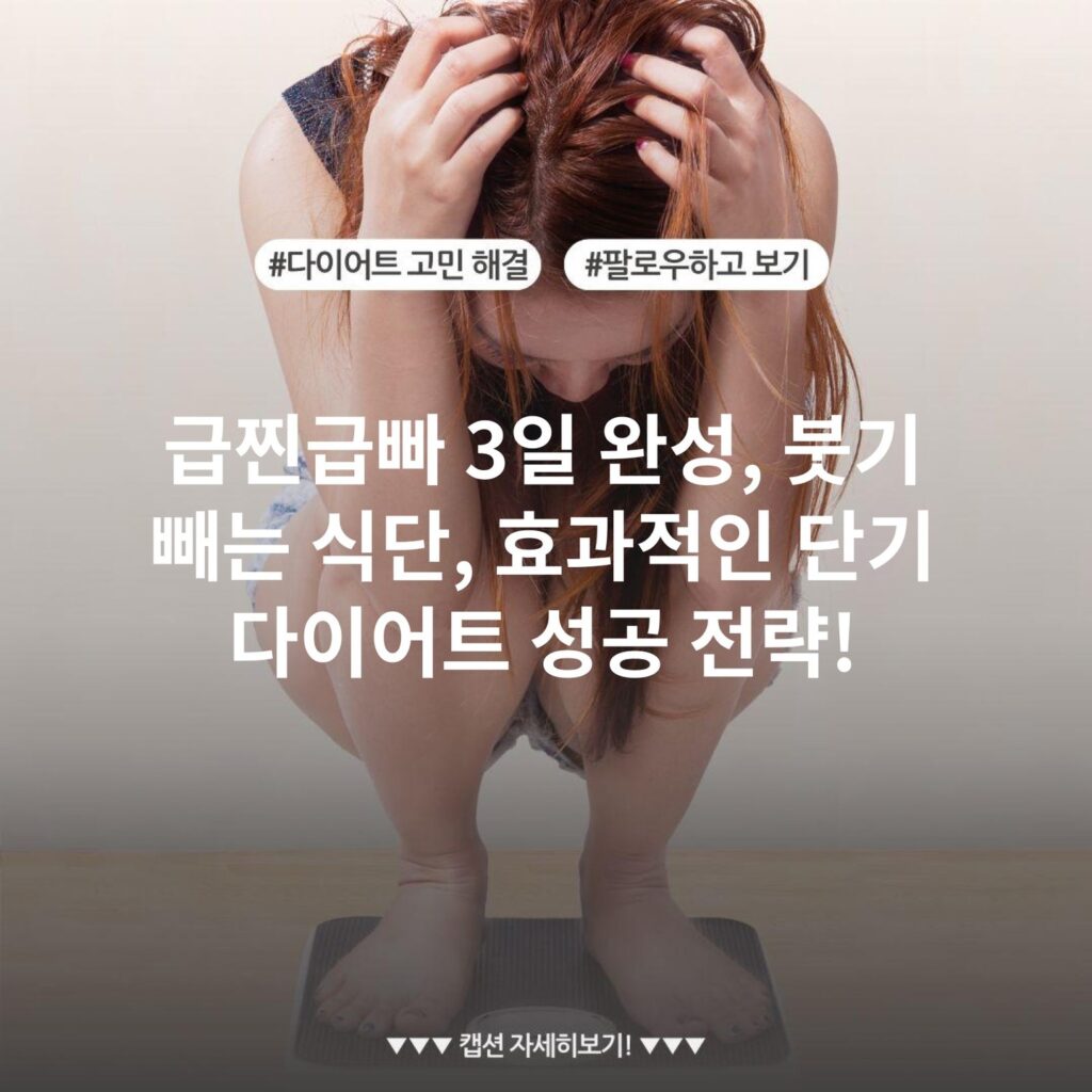 급찐급빠 3일 완성, 붓기 빼는 식단, 효과적인 단기 다이어트 성공 전략!