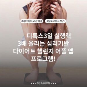 디톡스3일 실행력 3배 올리는 심리기반 다이어트 챌린지 어플 앱 프로그램!