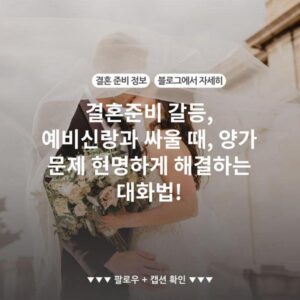결혼준비 갈등, 예비신랑과 싸울 때, 양가 문제 현명하게 해결하는 대화법!