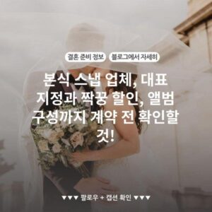 본식 스냅 업체, 대표 지정과 짝꿍 할인, 앨범 구성까지 계약 전 확인할 것!