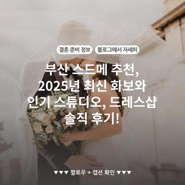 부산 스드메 추천, 2025년 최신 화보와 인기 스튜디오, 드레스샵 솔직 후기!
