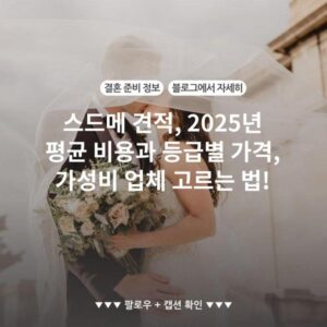스드메 견적, 2025년 평균 비용과 등급별 가격, 가성비 업체 고르는 법!