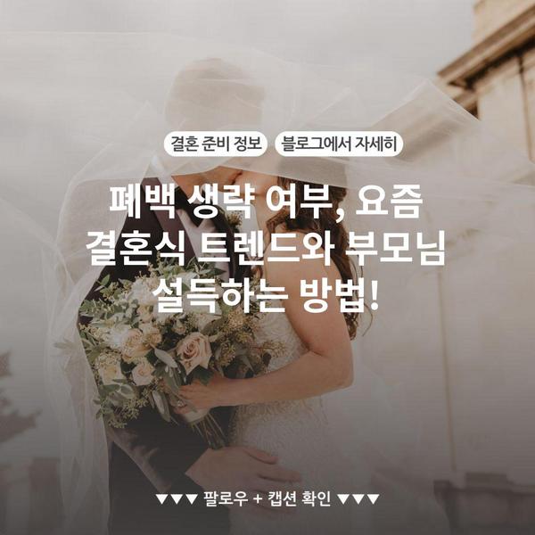 폐백 생략 여부, 요즘 결혼식 트렌드와 부모님 설득하는 방법!